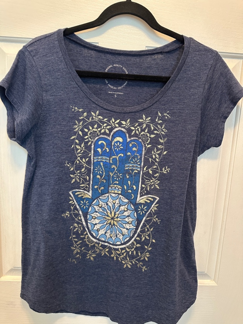 Lucky Brand Navy Blue Short-Sleeve Tee with Hamsa Graphic